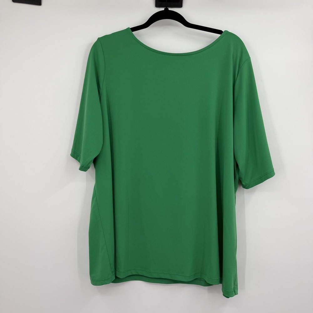Susan Graver Tunic Top Womens 2X Green Round Neck Liquid Knit Stretch Capsule